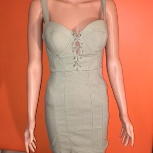Light Green Mini Dress Molded Cups Corset Front Size Medium/Large Juniors 7/9